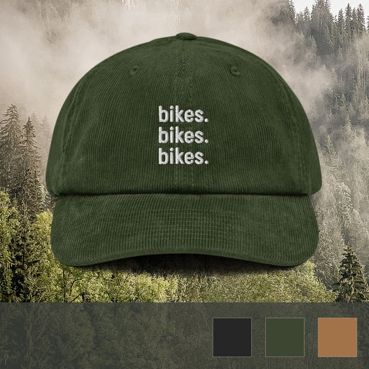 bikes.bikes.bikes. corduroy hat
